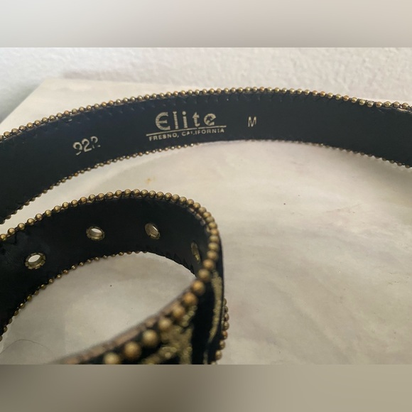 Vintage Elite Fresno California Velvet Belt Size Medium with Brass Buckle - Picture 8 of 14